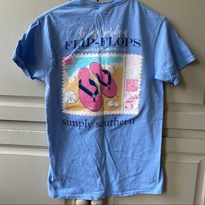 simply southern blue flip flop t shirt small